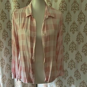 Jachs girlfriend pink buffalo plaid button down shirt M